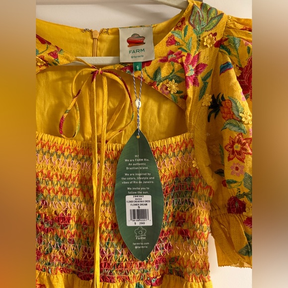 FARM RIO Flower Dream Floral Smocked Puff-sleeve Maxi Dress NWT - Picture 6 of 7